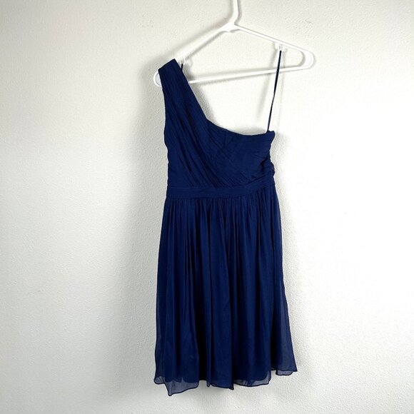 J Crew Kylie Dress Womens Size 2 Royal Blue Silk Chiffon Side Zip Prom Wedding - Picture 3 of 14